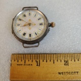 Swiss 935 Silver Early 1900 Wire Lug WWI Trench Wrist Watch Fancy Dial