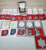 15 Sterling Silver Reed & Barton & Towle Annual Christmas Ornaments in Orig. Boxes