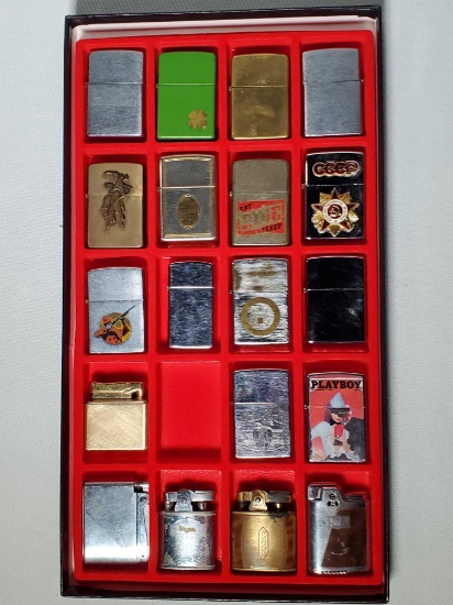 Case of 19 Vintage Zippo, Calibri and Ronson Pocket Lighters