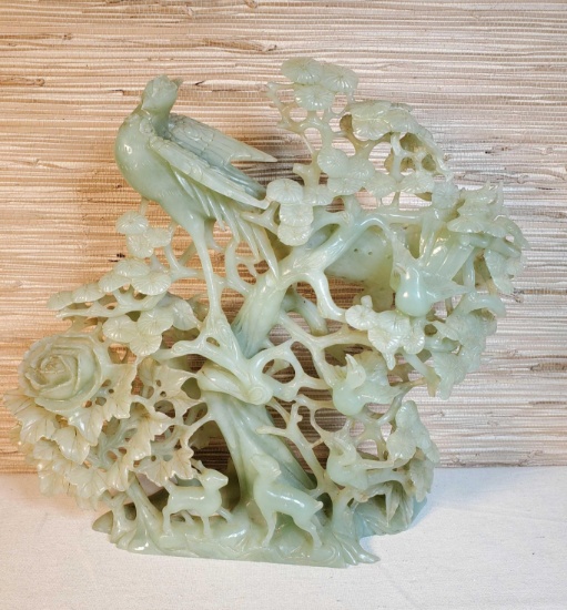 Heavily Carved Serpentine Jade Sculpture