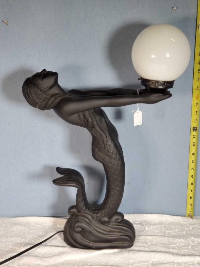 Mermaid Lamp Holding Globe