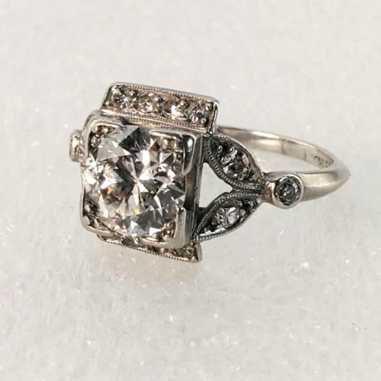 Antique Art Deco Diamond Engagement Ring In Platinum