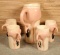 1979 Ronnie's Ceramic Co Hand Painted Flamingo Pitcher with 4 Mugs Beverage Set
