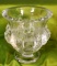 Signed Lalique Dampierre Crystal Pedestal Bowl With Paneled Bird