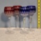 2 Red and 2 Blue Waterford Cut To Clear Crystal Clarendon HockGoblets