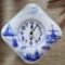 Antique Porcelain Enamel Delft Wall Clock 8 Day Germany Blue & White