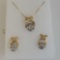 14K Yellow Gold & Diamond Necklace & Earrings