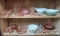 2 Shelves Full of Pink Depression Glass, Pyrex, Fire King, and Heisey Orchi