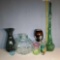 7 Retro Vintage Art Glass Vases and Bottles