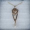 Victorian 14K Seed Pearl & Diamond Lavalier Style Pendant With 10K Gold Chain