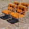 4 Chromcraft MCM Tubular Chairs with Button Tuck Rust Upholstery