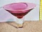 Vintage Young & Constantin Art Glass Signed Pink & Clear Center Bowl