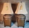 Pair of Vintage Brass Woven Basket Form Table Lamps