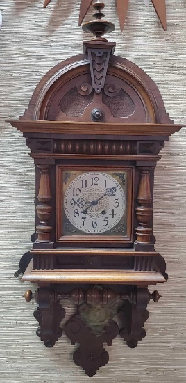1863 Lenzkirch AGU Classic Free Swinger Walnut Case Wall Clock Black Forest