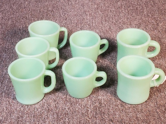 7 Fire King Jadite C and D Handle Cups and Mugs