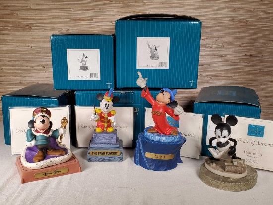 4 Disney Classics Mickey Mouse Figurines with Stands in Boxes