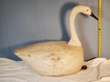 F & S Hand Carved & Painted Swan Decoy With Glass Eyes