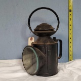 Antique British RIlroad Signal Lantern with 3 Color Lens Insert