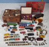Case Lot with 1918 Eng Compass, Toy Cars, Safety Glasses, Medals and More
