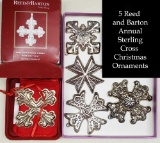 5 Reed and Barton Sterling Cross Ornaments