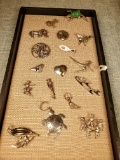 Collection Vintage Sterling Silver Pins Many Animals