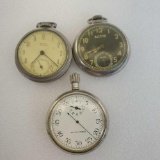 Lot Of 2 Pocket Watches & 1 - 1943 US Military 16s Elgin Bomb Timer / Stop Watch