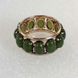 Vintage 14K Yellow Gold & Apple Green Jade Ring