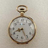 1900 Waltham Seaside Size Os, 7 Jewel, BWC Co 14K Gold Case Open Face Pocket Watch