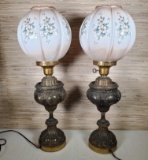 Pair of Electrified Hurricane Lamps
