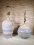 Pair of Vintage Pottery Drip Glaze Lamp Bases