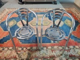 Pair of Italian F.A. Porsche Ycami Aluminum Cafe Chairs