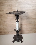 Antique Iron Stand with Slag Glass on Base
