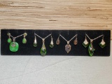 4 Set Pendant Necklaces with Pierced Earrings