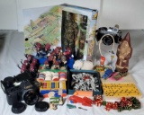 Case Lot of Vintage Toys, Cameras, Gaming Figures, Poker Chips and More