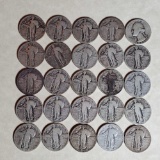 25 US Silver Standing Liberty Quarters
