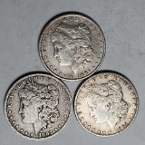 3 US Silver Morgan Dollars - 1882-O, 1885 and 1886