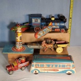 Wind Up and Friction Tin Litho Toys, some as is