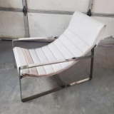 Mid Century White Leather Sling Minotti Hopper Chair for Rodolfo Dordoni