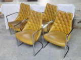 Set of 4 Milo Baughman MCM Tufted Vinyl and Chrome Dining Chairs