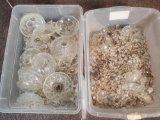 2 Tubs Full of Chandelier Parts, Crystal Prisms and Bobeches