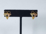Tri-Color 10k Gold Black Hills Pierced Earrings