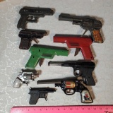Tray Lot of Vintage Water Pistols, Click Guns and Related Items