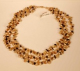 14k Pearl, Citrine, & Smokey Topaz Beaded Necklace nwt