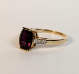10k Gold Amethyst Ring with Diamond Accents