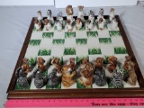 Jungla Chess Set with Varied Ceramic Safari Animal Pieces (some as is)