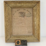 1864 Military Discharge Papers In Frame A Small Oval Portrait Photograph