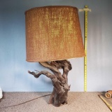 Folk Art Drift Wood Table Lamp with As Is oval shade