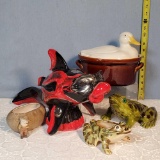 Retro and Studio Pottery Animal Figurines, Planters and Casseroles