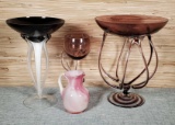 4 Pcs. Free Form Art Glass Vessels