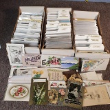 3 Boxes of Vintage Postcards Organized by Type
